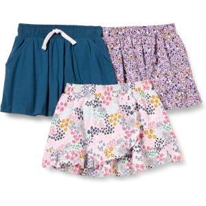 imageAmazon Essentials Girls and Toddlers Knit Skorts with Elastic Waist and Builtin Breathable Shorts Pack of 3Navy Floral