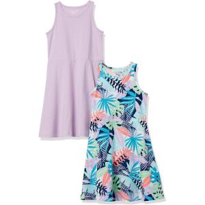 imageAmazon Essentials Girls and Toddlers Knit Sleeveless Tank Play Dress Pack of 2PurpleTropical