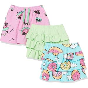 imageAmazon Essentials Girls and Toddlers Knitted Ruffle Scooter Skirts Previously Spotted Zebra MultipacksBlue DonutMint GreenPink Fruit
