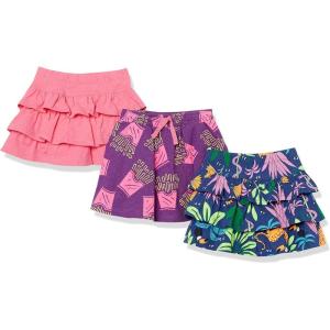 imageAmazon Essentials Girls and Toddlers Knitted Ruffle Scooter Skirts Previously Spotted Zebra MultipacksNavy JunglePinkPurple Fries