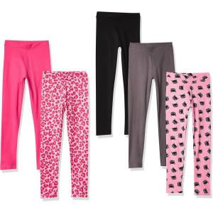 imageAmazon Essentials Girls and Toddlers Leggings MultipacksAnimal PrintBlackCatDark GreyPink