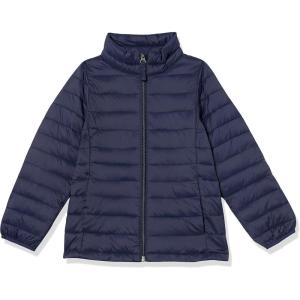 imageAmazon Essentials Girls and Toddlers Lightweight WaterResistant Hooded Packable Mock Puffer JacketNavy