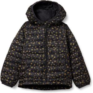 imageAmazon Essentials Girls and Toddlers Lightweight WaterResistant Packable Hooded Puffer JacketBlack Stars