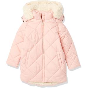 imageAmazon Essentials Girls and Toddlers Long Quilted Cocoon Puffer CoatLight Pink