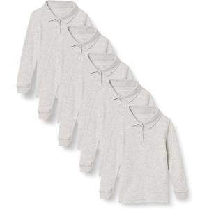 imageAmazon Essentials Girls and Toddlers LongSleeve Interlock Polo Shirts MultipacksGrey Heather