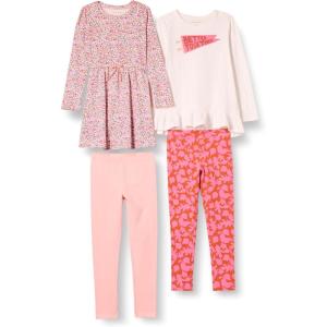imageAmazon Essentials Girls and Toddlers LongSleeve Outfit Set Pack of 4IvoryPale PinkWhite FloralFlowers