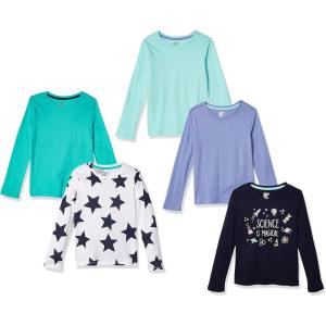 imageAmazon Essentials Girls and Toddlers LongSleeve TShirts Previously Spotted Zebra MultipacksMulticolorStars
