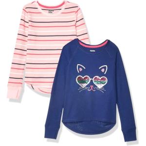 imageAmazon Essentials Girls and Toddlers LongSleeve Thermal TShirt Tops Previously Spotted Zebra MultipacksBlue CatPink Stripe
