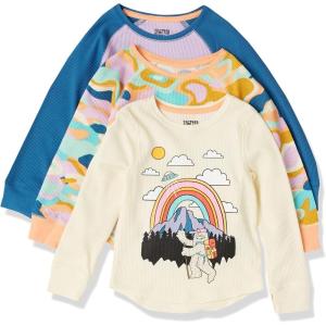 imageAmazon Essentials Girls and Toddlers LongSleeve Thermal TShirt Tops Previously Spotted Zebra MultipacksCamoMonster