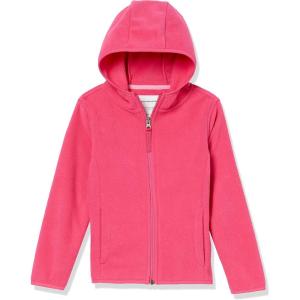 imageAmazon Essentials Girls and Toddlers Polar Fleece FullZip Hooded Lightweight JacketDark Pink