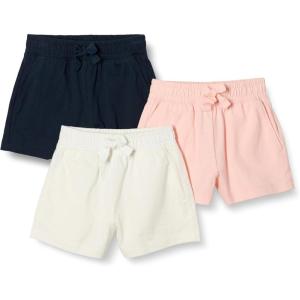 imageAmazon Essentials Girls and Toddlers PullOn Shorts Pack of 3IvoryNavyPink
