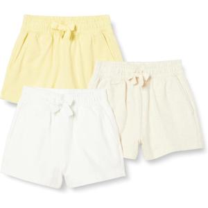 imageAmazon Essentials Girls and Toddlers PullOn Shorts Pack of 3Oatmeal HeatherPastel YellowWhite