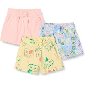 imageAmazon Essentials Girls and Toddlers PullOn Shorts Pack of 3PinkTropical Fruit