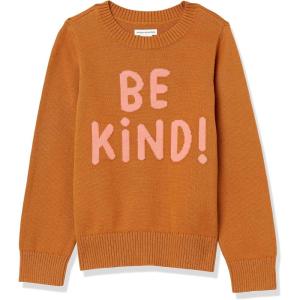 imageAmazon Essentials Girls and Toddlers Pullover Crewneck SweaterCaramelPink