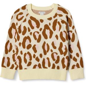 imageAmazon Essentials Girls and Toddlers Pullover Crewneck SweaterIvory Leopard