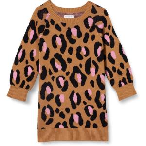 imageAmazon Essentials Girls and Toddlers Raglan Sweater DressCamel Leopard