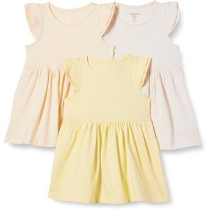 imageAmazon Essentials Girls and Toddlers Ruffle Jersey Tunic Pack of 3BeigeOatmeal HeatherPastel Yellow