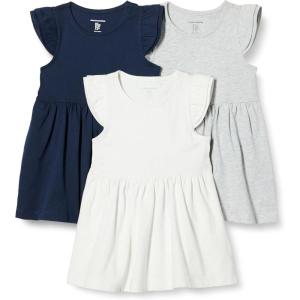 imageAmazon Essentials Girls and Toddlers Ruffle Jersey Tunic Pack of 3Light Grey HeatherNavyWhite
