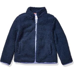 imageAmazon Essentials Girls and Toddlers Sherpa Fleece FullZip JacketWashed Navy