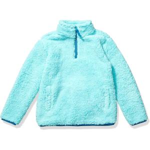 imageAmazon Essentials Girls and Toddlers Sherpa Fleece QuarterZip JacketAqua Blue