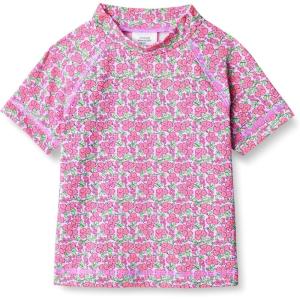 imageAmazon Essentials Girls and Toddlers Short Sleeve Rashguard TShirtLilac Hot Pink Posey Floral