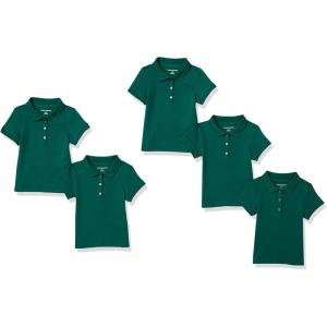 imageAmazon Essentials Girls and Toddlers Short Sleeve Uniform Interlock Polo Shirt MultipacksDark Green