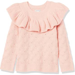 imageAmazon Essentials Girls and Toddlers Soft Touch Ruffle SweaterLight Pink