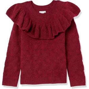 imageAmazon Essentials Girls and Toddlers Soft Touch Ruffle SweaterRaspberry Red Shearling