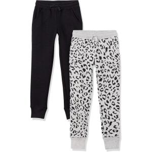 imageAmazon Essentials Girls and Toddlers Sweatpants MultipacksBlackLight Grey Heather Cheetah