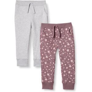imageAmazon Essentials Girls and Toddlers Sweatpants MultipacksLight Grey HeatherMauve Stars