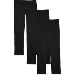 imageAmazon Essentials Girls and Toddlers Uniform FlatFront Chino Pants Pack of 3Black