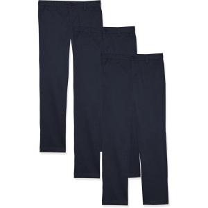 imageAmazon Essentials Girls and Toddlers Uniform FlatFront Chino Pants Pack of 3Navy