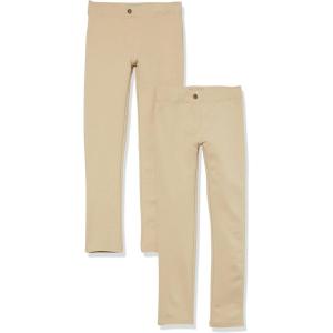 imageAmazon Essentials Girls and Toddlers Uniform Slim Fit PonteKnit Pant Pack of 2Khaki Brown