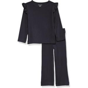 imageAmazon Essentials Girls and Toddlers WideRib Outfit Set Pack of 2Black