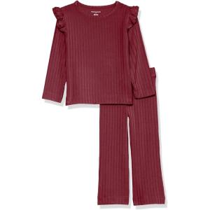imageAmazon Essentials Girls and Toddlers WideRib Outfit Set Pack of 2Dark Red