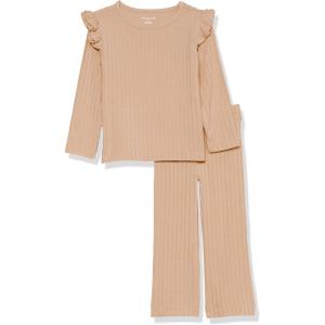 imageAmazon Essentials Girls and Toddlers WideRib Outfit Set Pack of 2Light Brown