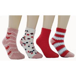 imageAmazon Essentials Kids Cozy Socks with NonSkid Bottoms 4 PairsLight PinkOrangeWhite RainbowStars