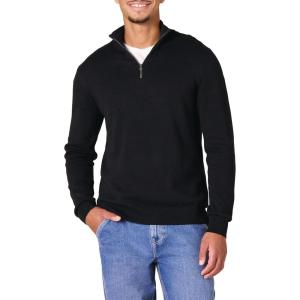 imageAmazon Essentials Mens 100 Cotton QuarterZip SweaterBlack