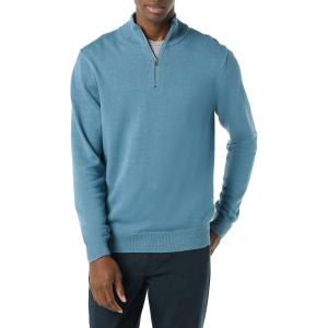 imageAmazon Essentials Mens 100 Cotton QuarterZip SweaterBlue