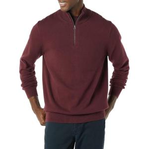 imageAmazon Essentials Mens 100 Cotton QuarterZip SweaterBurgundy