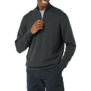 imageAmazon Essentials Mens 100 Cotton QuarterZip SweaterCharcoal Heather