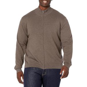 imageAmazon Essentials Mens FullZip Cotton SweaterBrown Heather