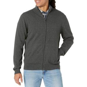 imageAmazon Essentials Mens FullZip Cotton SweaterCharcoal Heather
