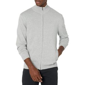 imageAmazon Essentials Mens FullZip Cotton SweaterLight Grey Heather