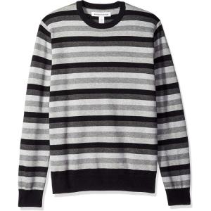 imageAmazon Essentials Mens LongSleeve Crewneck Sweater 100 Cotton Big ampamp Tall Options AvailableBlack Grey Stripe