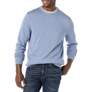 imageAmazon Essentials Mens LongSleeve Crewneck Sweater 100 Cotton Big ampamp Tall Options AvailableLight Blue