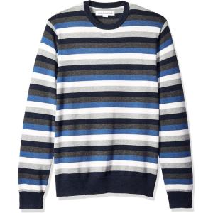imageAmazon Essentials Mens LongSleeve Crewneck Sweater 100 Cotton Big ampamp Tall Options AvailableMulticolor Stripe