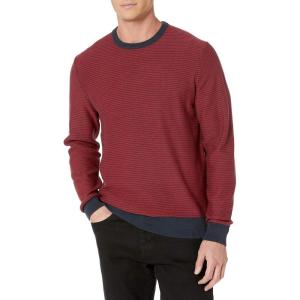 imageAmazon Essentials Mens LongSleeve Crewneck Sweater 100 Cotton Big ampamp Tall Options AvailableNavy Red Mini Stripe