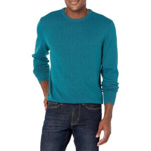 imageAmazon Essentials Mens LongSleeve Crewneck Sweater 100 Cotton Big ampamp Tall Options AvailableTeal Blue Heather