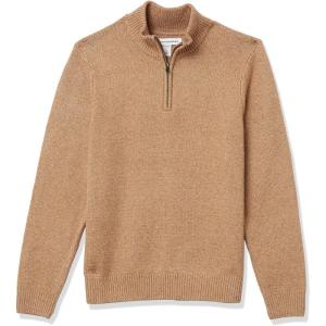imageAmazon Essentials Mens LongSleeve Soft Touch QuarterZip SweaterCamel
